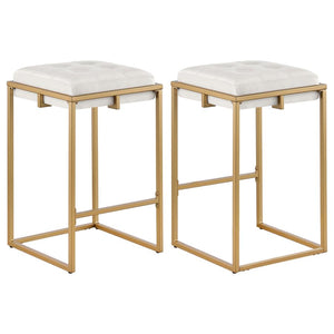 Nadia Upholstered Backless Counter Stool - Beige (Set of 2)