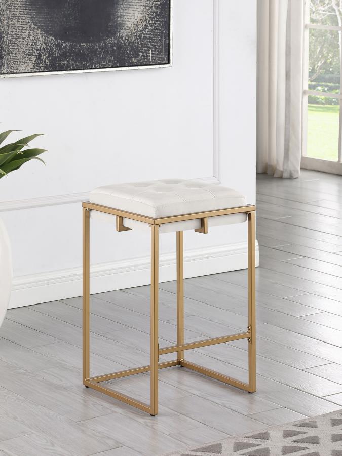 Nadia Upholstered Backless Counter Stool - Beige (Set of 2)