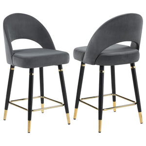 Lindsey Velvet Upholstered Counter Chair - Grey (Set of 2)