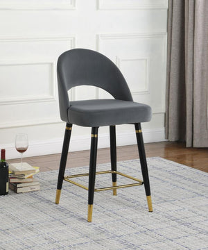 Lindsey Velvet Upholstered Counter Chair - Grey (Set of 2)