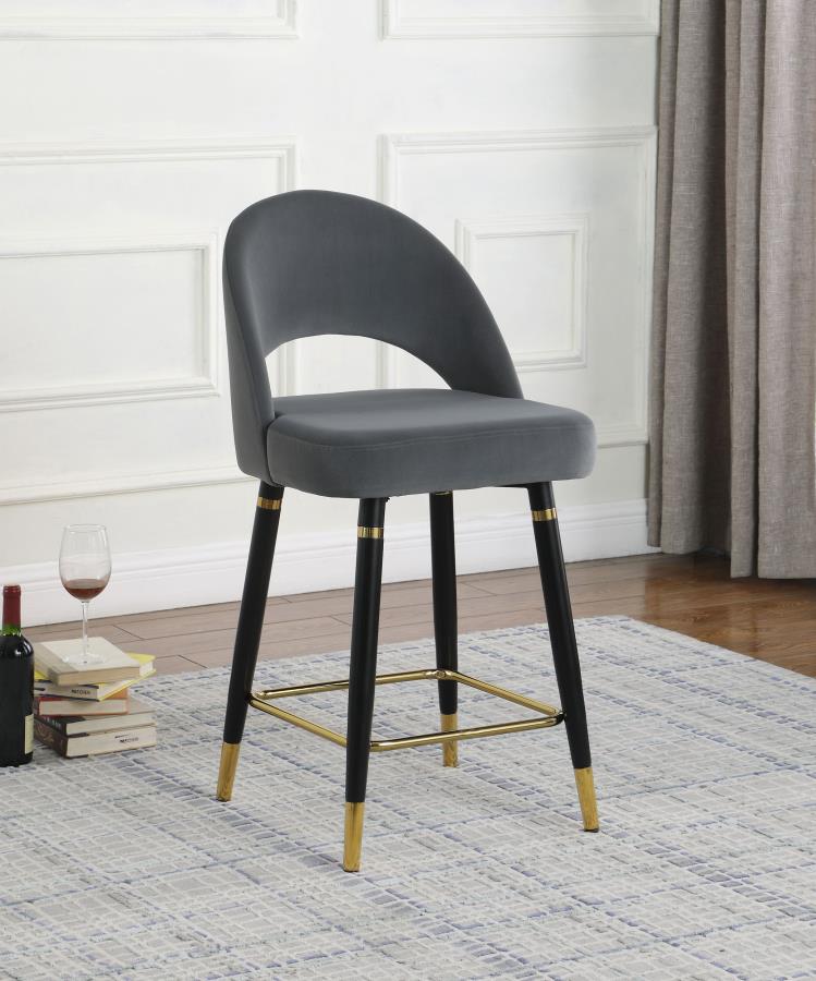 Lindsey Velvet Upholstered Counter Chair - Grey (Set of 2)