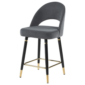 Lindsey Velvet Upholstered Counter Chair - Grey (Set of 2)