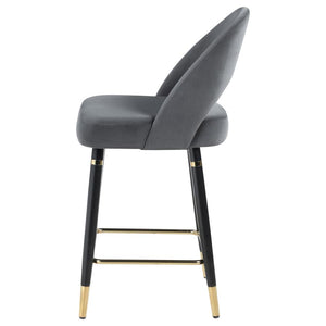 Lindsey Velvet Upholstered Counter Chair - Grey (Set of 2)