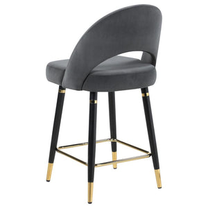 Lindsey Velvet Upholstered Counter Chair - Grey (Set of 2)