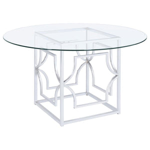 Starlight Round 54-inch Glass Top Metal Dining Table - Chrome