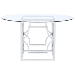 Starlight Round 54-inch Glass Top Metal Dining Table - Chrome