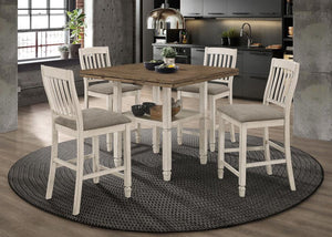 Sarasota 5-piece Drop Leaf Counter Dining Set - Rustic Cream