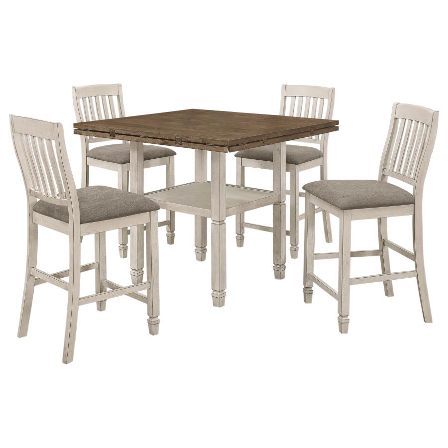 Sarasota 5-piece Drop Leaf Counter Dining Set - Rustic Cream