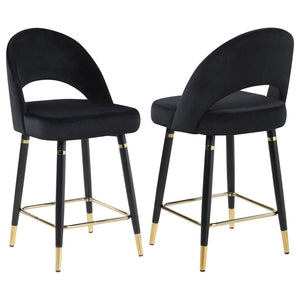 Lindsey Velvet Upholstered Counter Chair - Black (Set of 2)