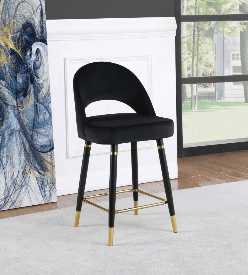 Lindsey Velvet Upholstered Counter Chair - Black (Set of 2)