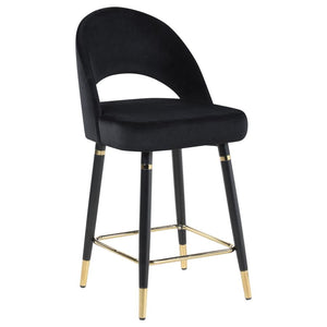 Lindsey Velvet Upholstered Counter Chair - Black (Set of 2)