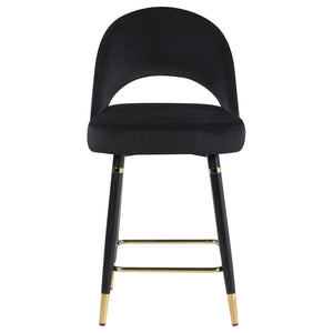Lindsey Velvet Upholstered Counter Chair - Black (Set of 2)