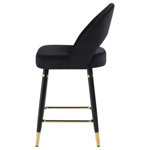 Lindsey Velvet Upholstered Counter Chair - Black (Set of 2)