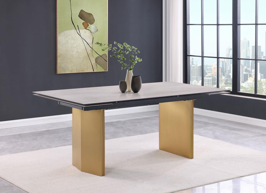 Vesa 97-inch Glass Top Extension Dining Table - Beige