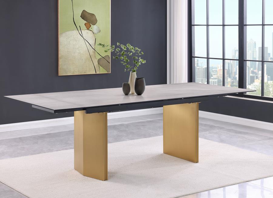 Vesa 97-inch Glass Top Extension Dining Table - Beige
