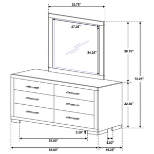 Jessica 6-drawer Dresser with Mirror - Cappuccino