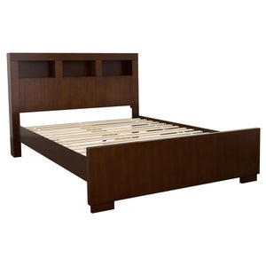 Jessica Wood Queen LED Storage Bookcase Bed - Cappuccino