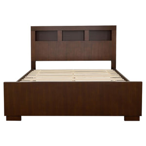 Jessica Wood Queen LED Storage Bookcase Bed - Cappuccino