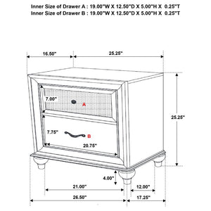 Barzini 2-drawer Nightstand - Black