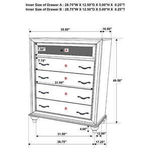 Barzini 5-drawer Bedroom Chest - Black