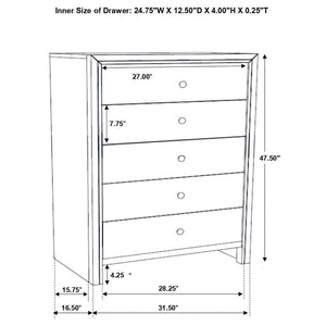 Serenity 5-drawer Bedroom Chest - Rich Merlot