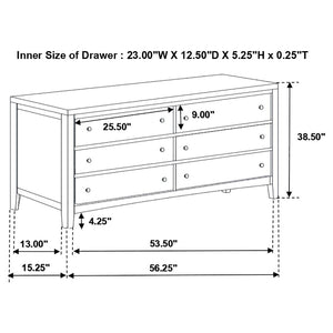 Carlton 6-drawer Dresser - Cappuccino