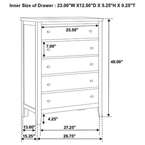 Carlton 5-drawer Bedroom Chest - Cappuccino