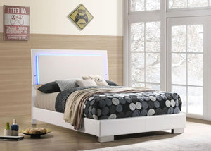 Felicity Wood Full LED Panel Bed - White High Gloss