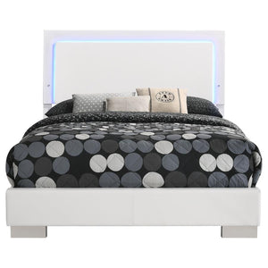 Felicity Wood Full LED Panel Bed - White High Gloss