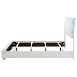 Felicity Wood Full LED Panel Bed - White High Gloss