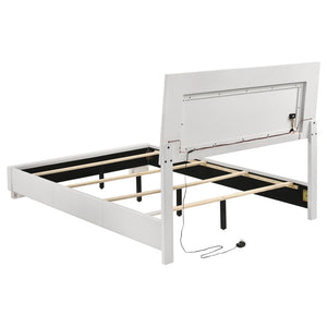 Felicity Wood Full LED Panel Bed - White High Gloss