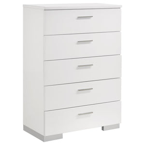 Felicity 5-drawer Bedroom Chest - White High Gloss