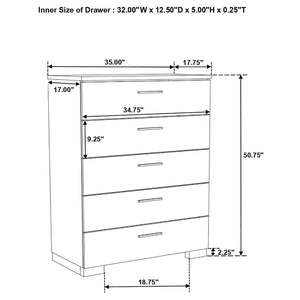 Felicity 5-drawer Bedroom Chest - White High Gloss