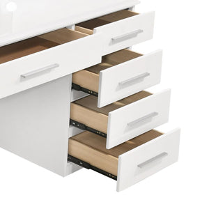 Felicity 9-drawer Vanity Desk with Lighted Mirror - Glossy White