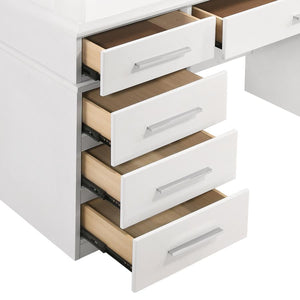 Felicity 9-drawer Vanity Desk with Lighted Mirror - Glossy White