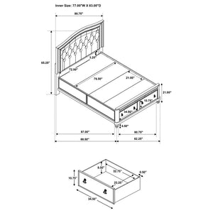 Bling Game Eastern King Storage Panel Bed - Metallic Platinum