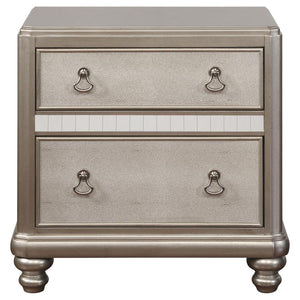 Bling Game 2-drawer Nightstand - Metallic Platinum