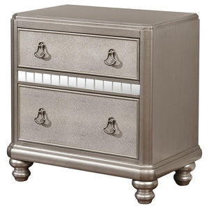 Bling Game 2-drawer Nightstand - Metallic Platinum