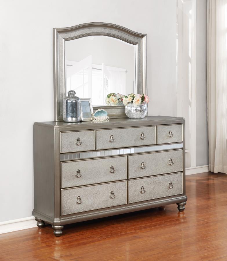Bling Game 7-drawer Dresser with Mirror - Metallic Platinum