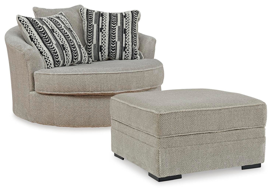 Calnita Swivel Chair and Storage Ottoman Set - Sisal