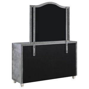 Deanna 7-drawer Upholstered Dresser with Mirror - Grey