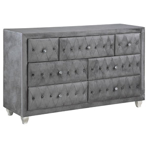 Deanna 7-drawer Upholstered Dresser - Grey