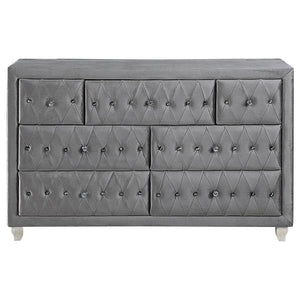 Deanna 7-drawer Upholstered Dresser - Grey
