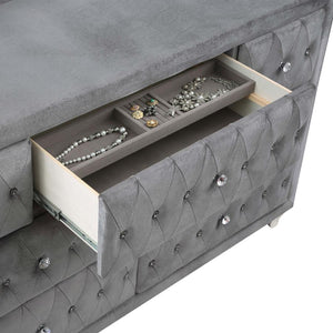 Deanna 7-drawer Upholstered Dresser - Grey