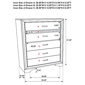 Miranda 5-drawer Bedroom Chest - White