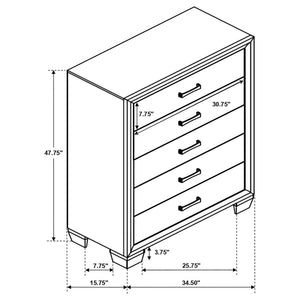 Brandon 5-drawer Bedroom Chest - Warm Brown