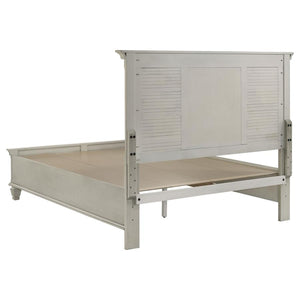 Franco Wood Queen Storage Panel Bed - Distressed White