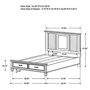 Franco Wood Queen Storage Panel Bed - Distressed White