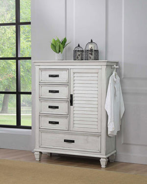 Franco 5-drawer Door Chest - Distressed White