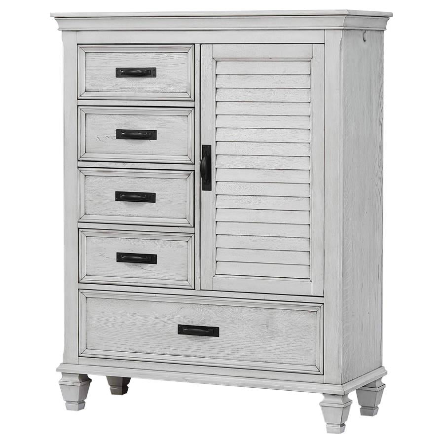 Franco 5-drawer Door Chest - Distressed White